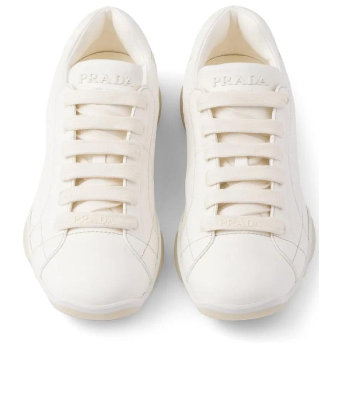 PRADA Белые кожаные кроссовки, фото 4