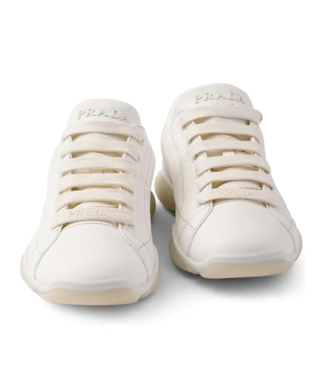 PRADA Белые кожаные кроссовки, фото 5