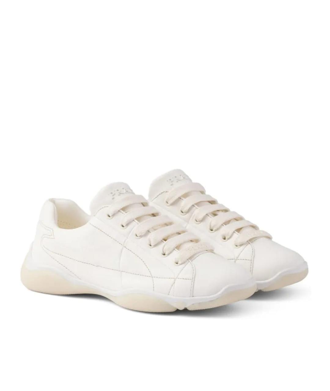 PRADA Белые кожаные кроссовки, фото 2