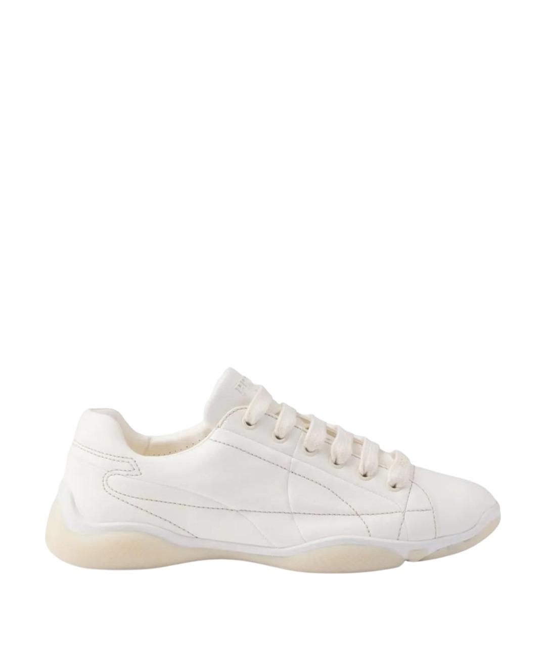 PRADA Белые кожаные кроссовки, фото 1