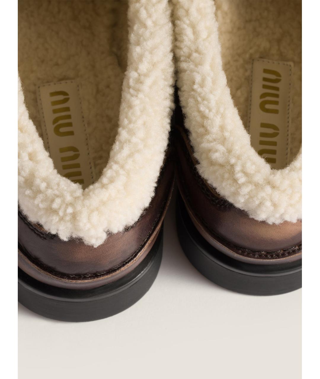 MIU MIU Коричневые кожаные лоферы, фото 3