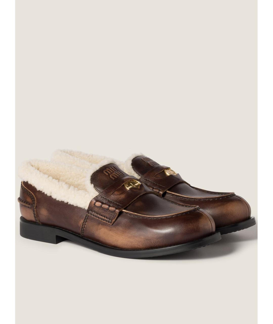 MIU MIU Коричневые кожаные лоферы, фото 2