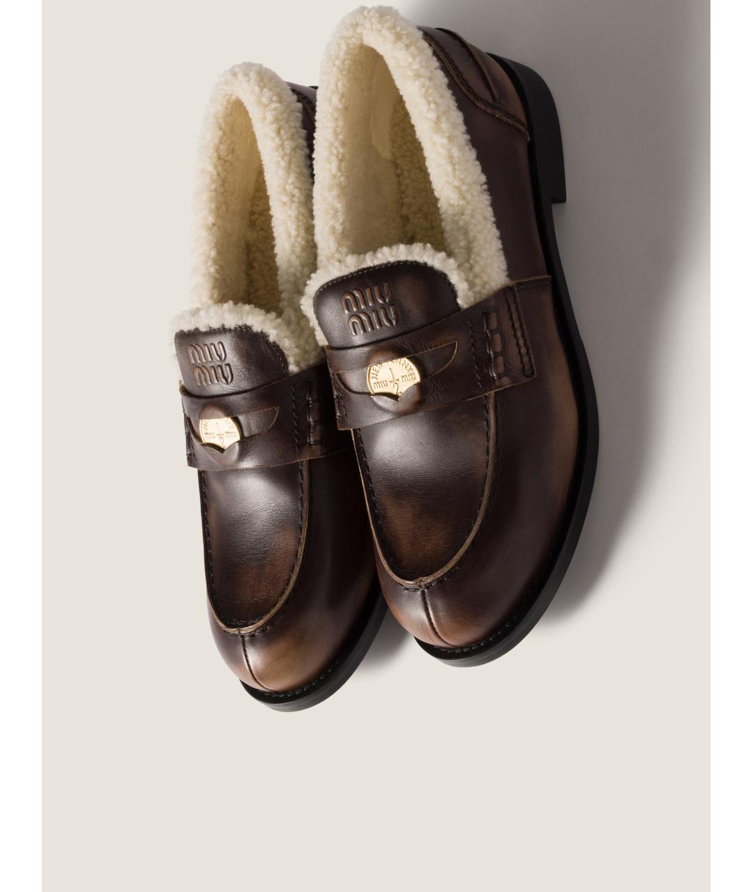 MIU MIU Коричневые кожаные лоферы, фото 4