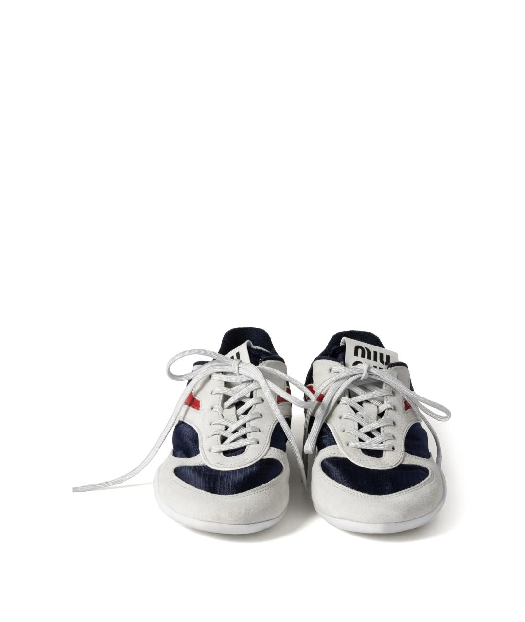 MIU MIU Синие кожаные кроссовки, фото 3
