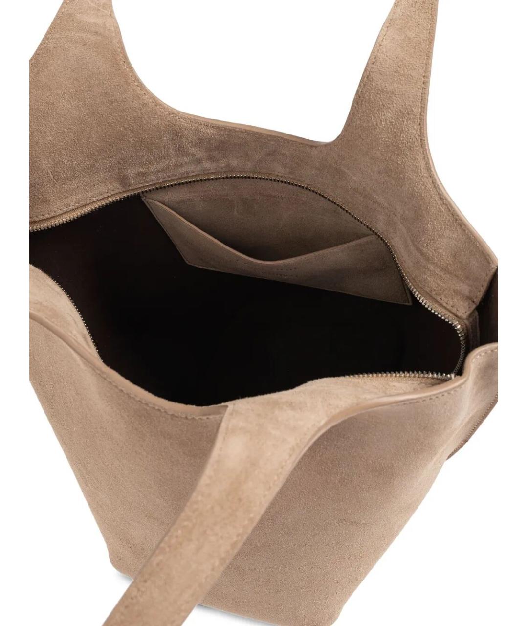 THE ATTICO Бежевая замшевая сумка тоут, фото 4