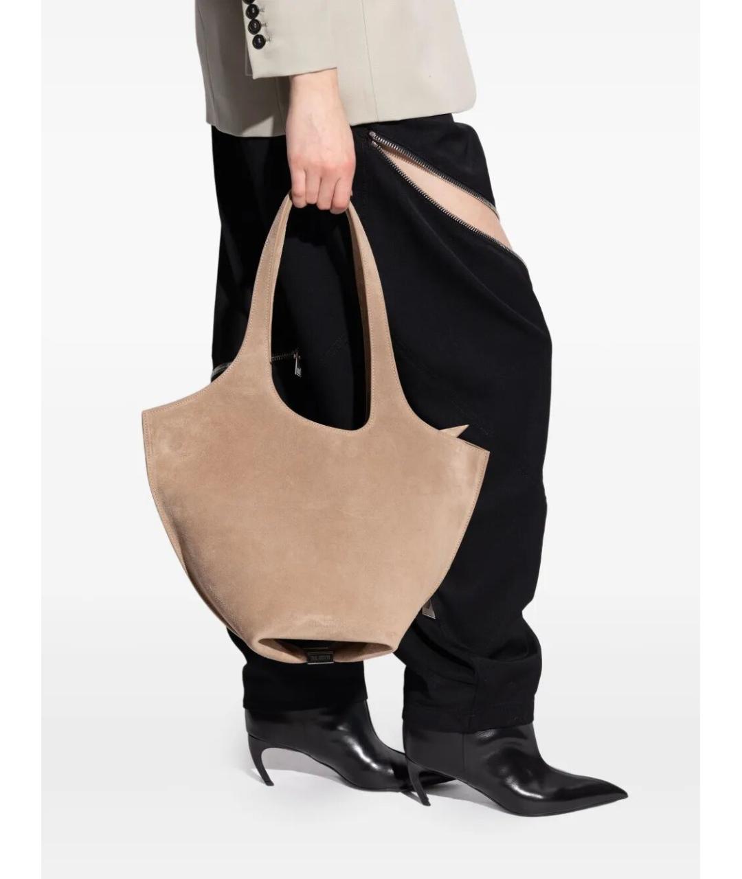 THE ATTICO Бежевая замшевая сумка тоут, фото 3