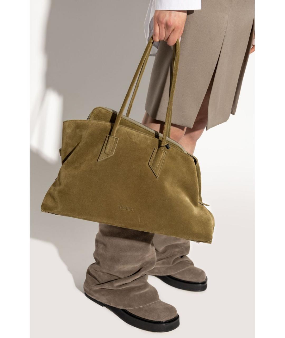 THE ATTICO Зеленая замшевая сумка тоут, фото 3