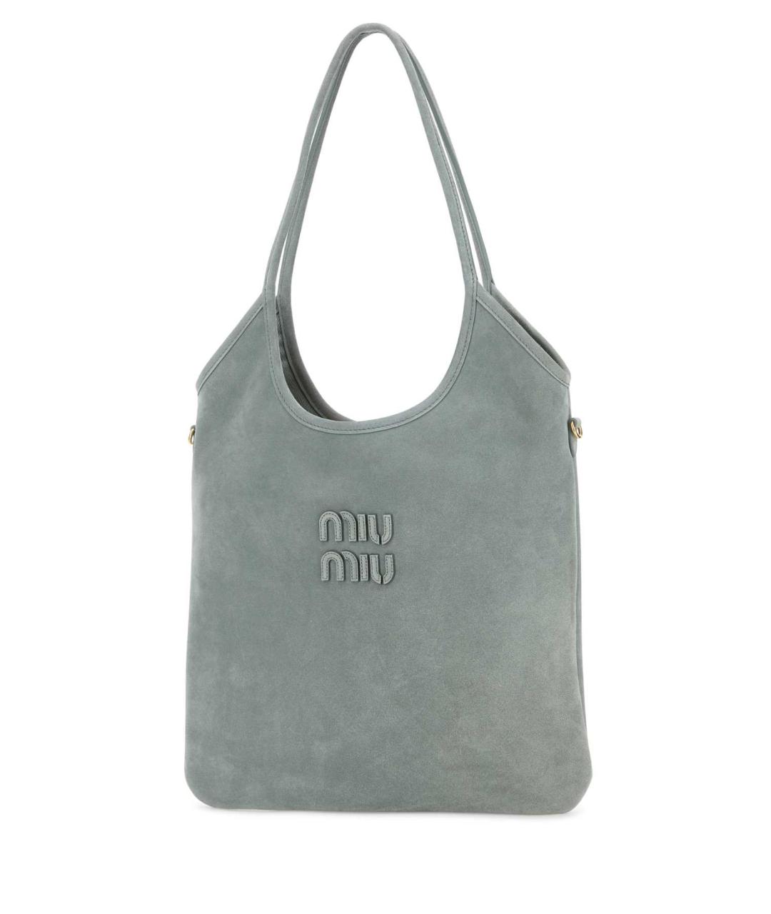 MIU MIU Голубая замшевая сумка тоут, фото 2