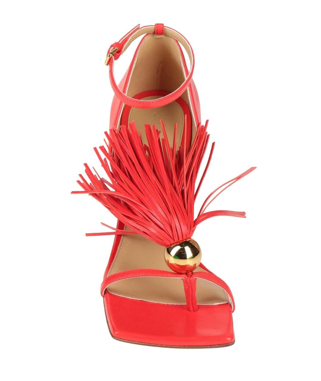 BOTTEGA VENETA Красные кожаные босоножки, фото 3