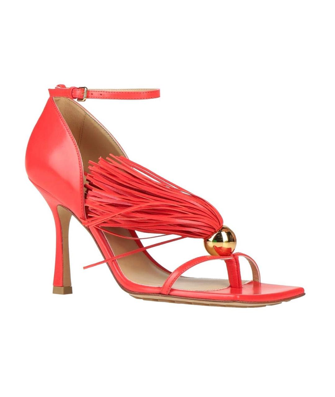 BOTTEGA VENETA Красные кожаные босоножки, фото 2