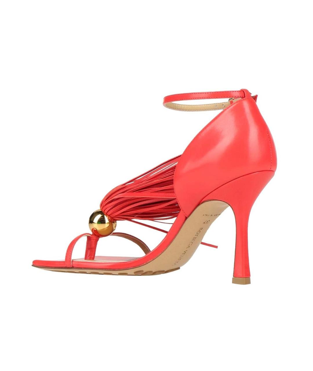 BOTTEGA VENETA Красные кожаные босоножки, фото 4