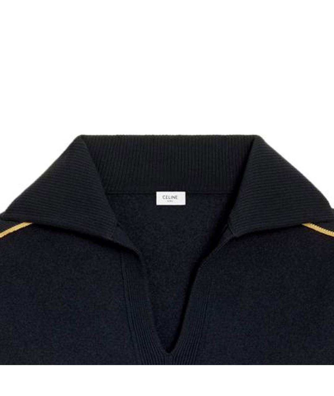 CELINE Темно-синий шерстяной джемпер / свитер, фото 4