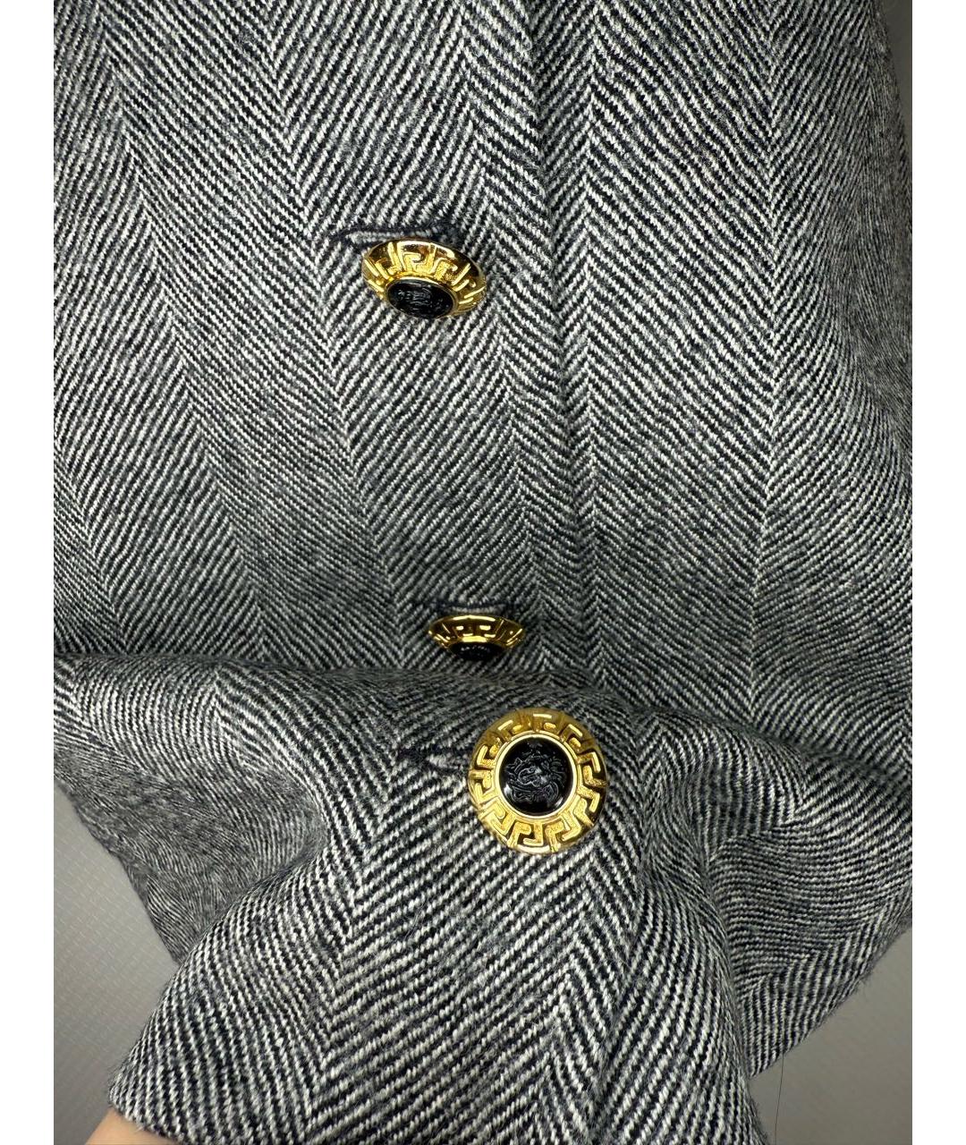 VERSACE Серая шерстяная юбка мини, фото 2