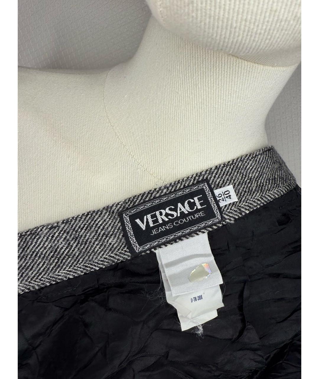 VERSACE Серая шерстяная юбка мини, фото 5