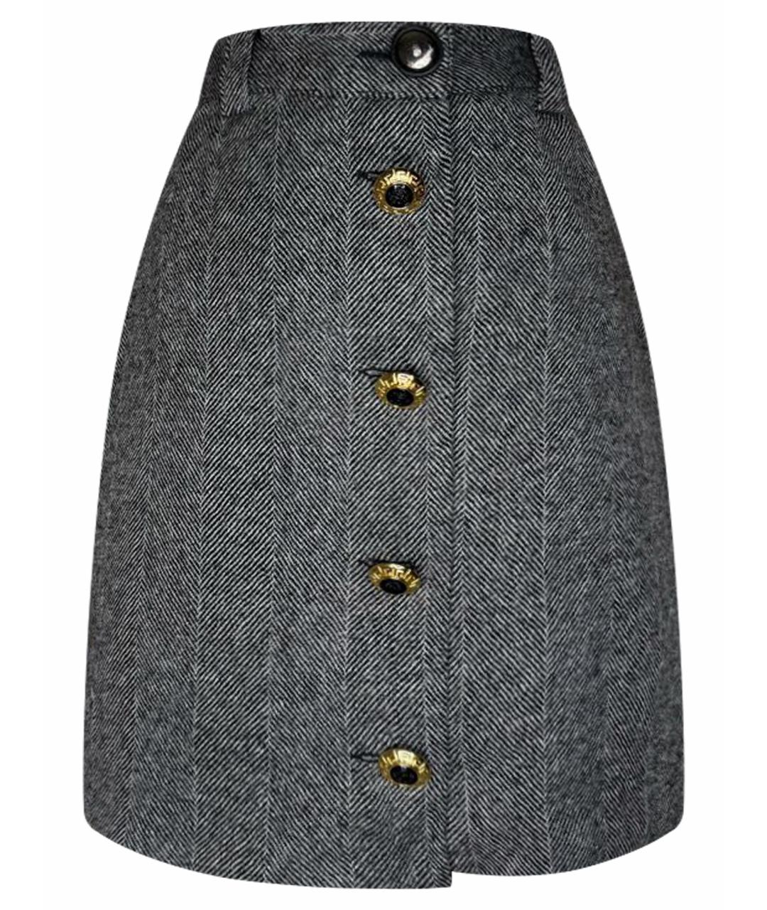 VERSACE Серая шерстяная юбка мини, фото 1