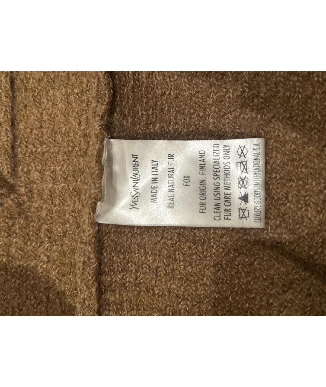 SAINT LAURENT Коричневый шерстяной кардиган, фото 5