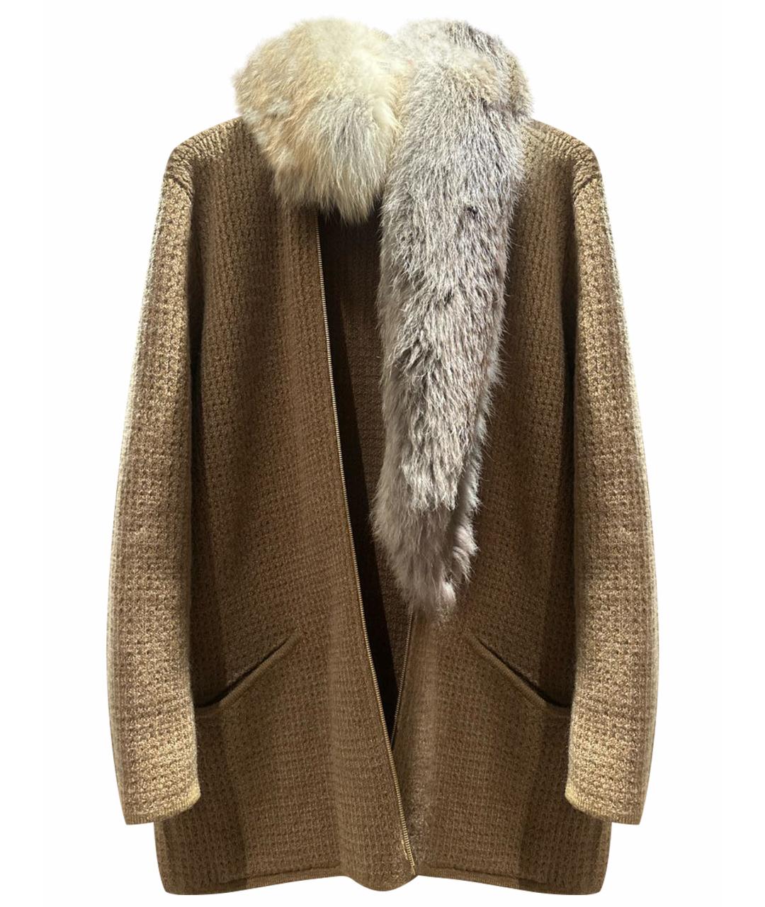 SAINT LAURENT Коричневый шерстяной кардиган, фото 1