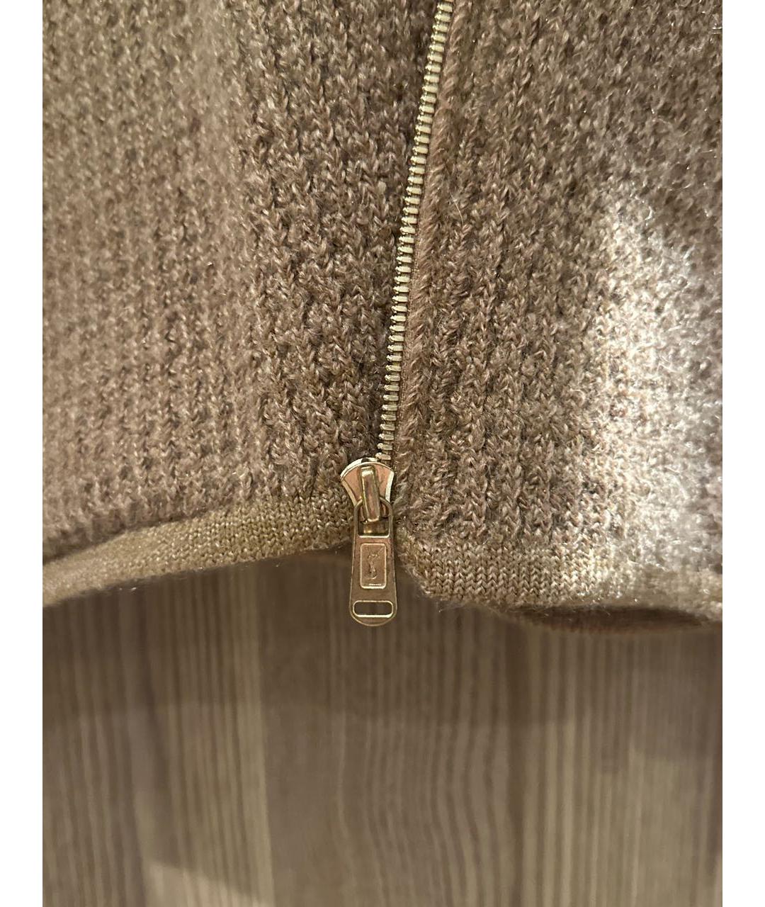 SAINT LAURENT Коричневый шерстяной кардиган, фото 8