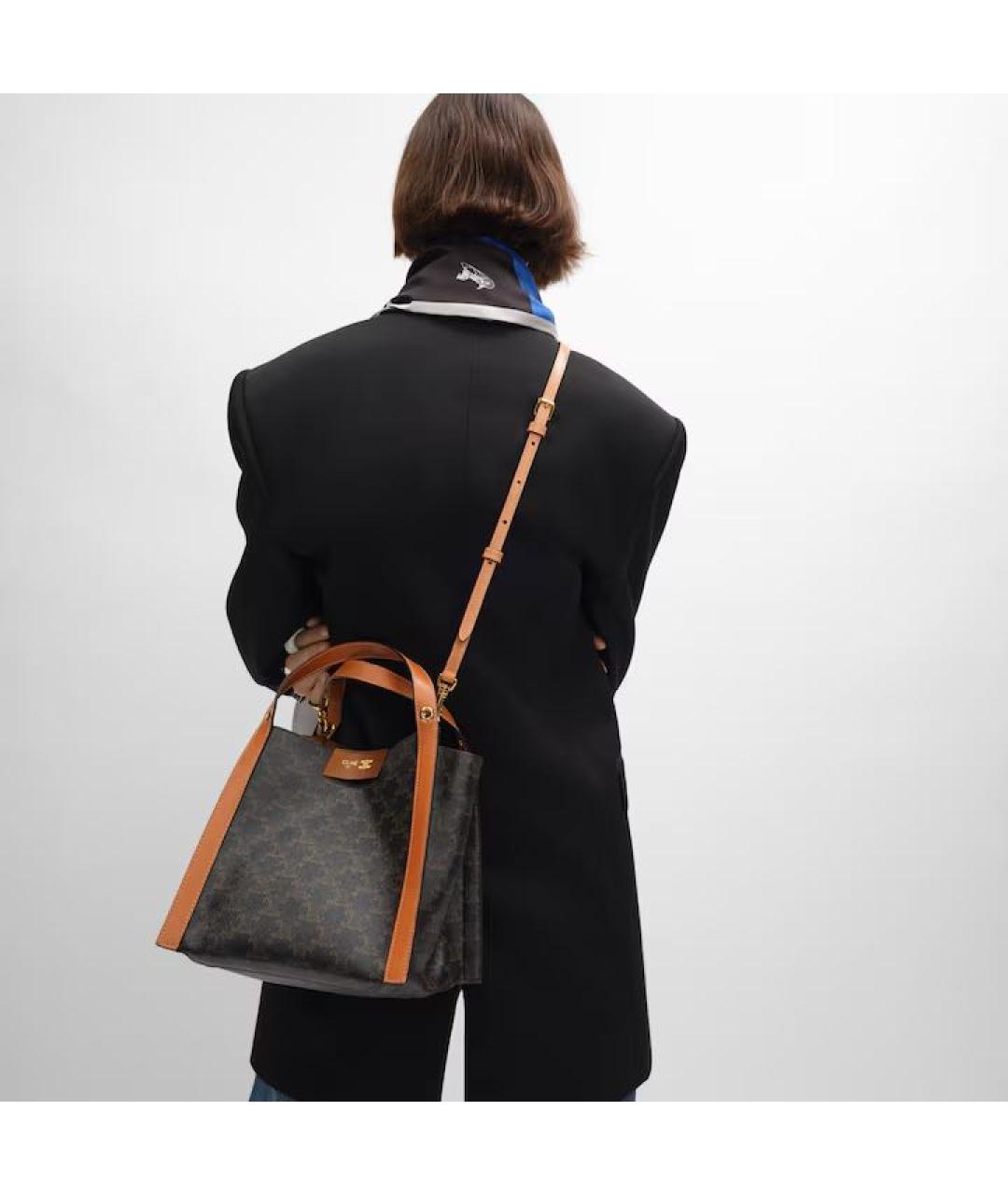 CELINE Коричневая кожаная сумка через плечо, фото 3