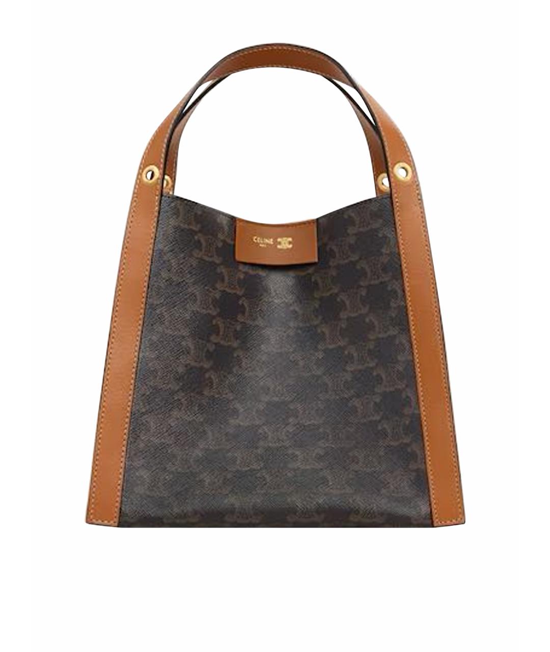 CELINE Коричневая кожаная сумка через плечо, фото 1