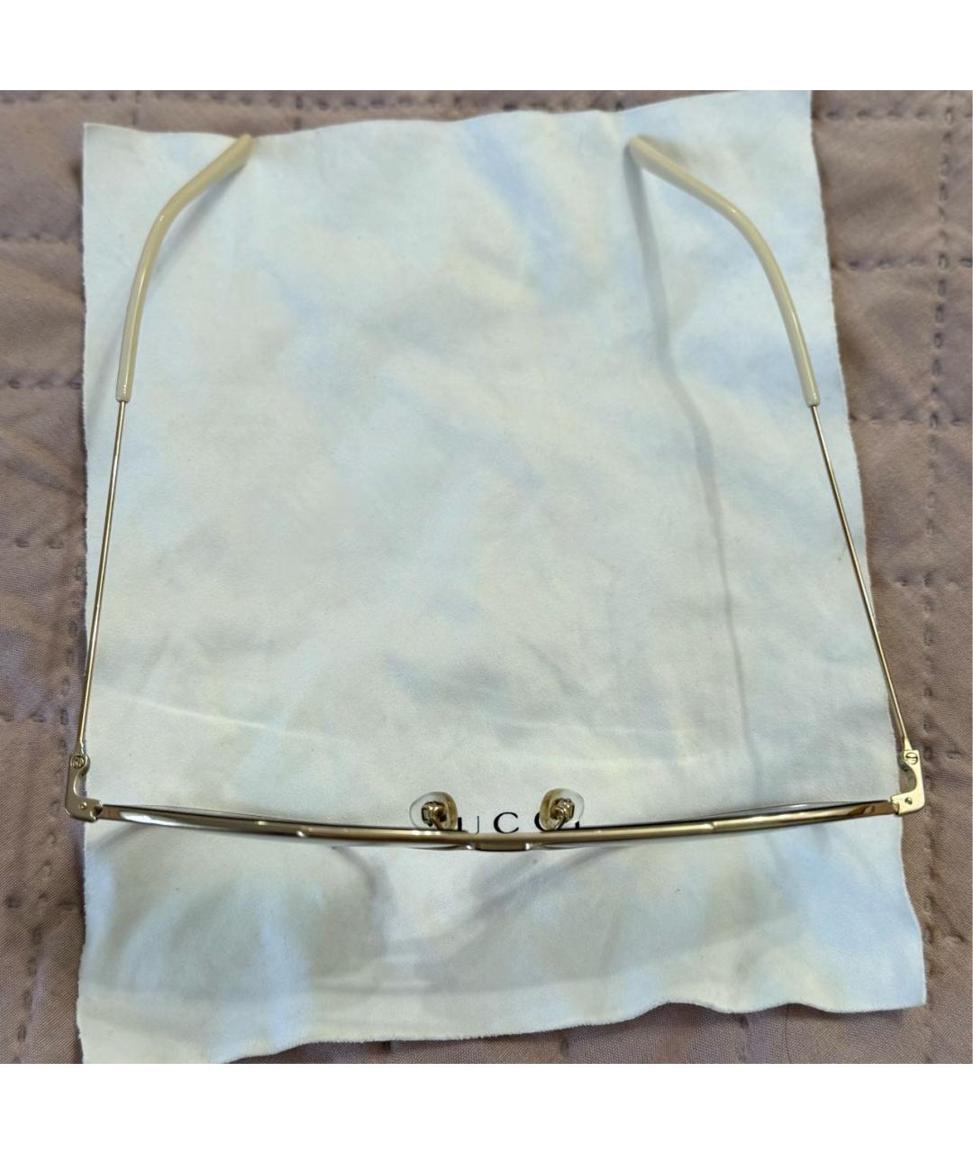 GUCCI Золотые металлические солнцезащитные очки, фото 3