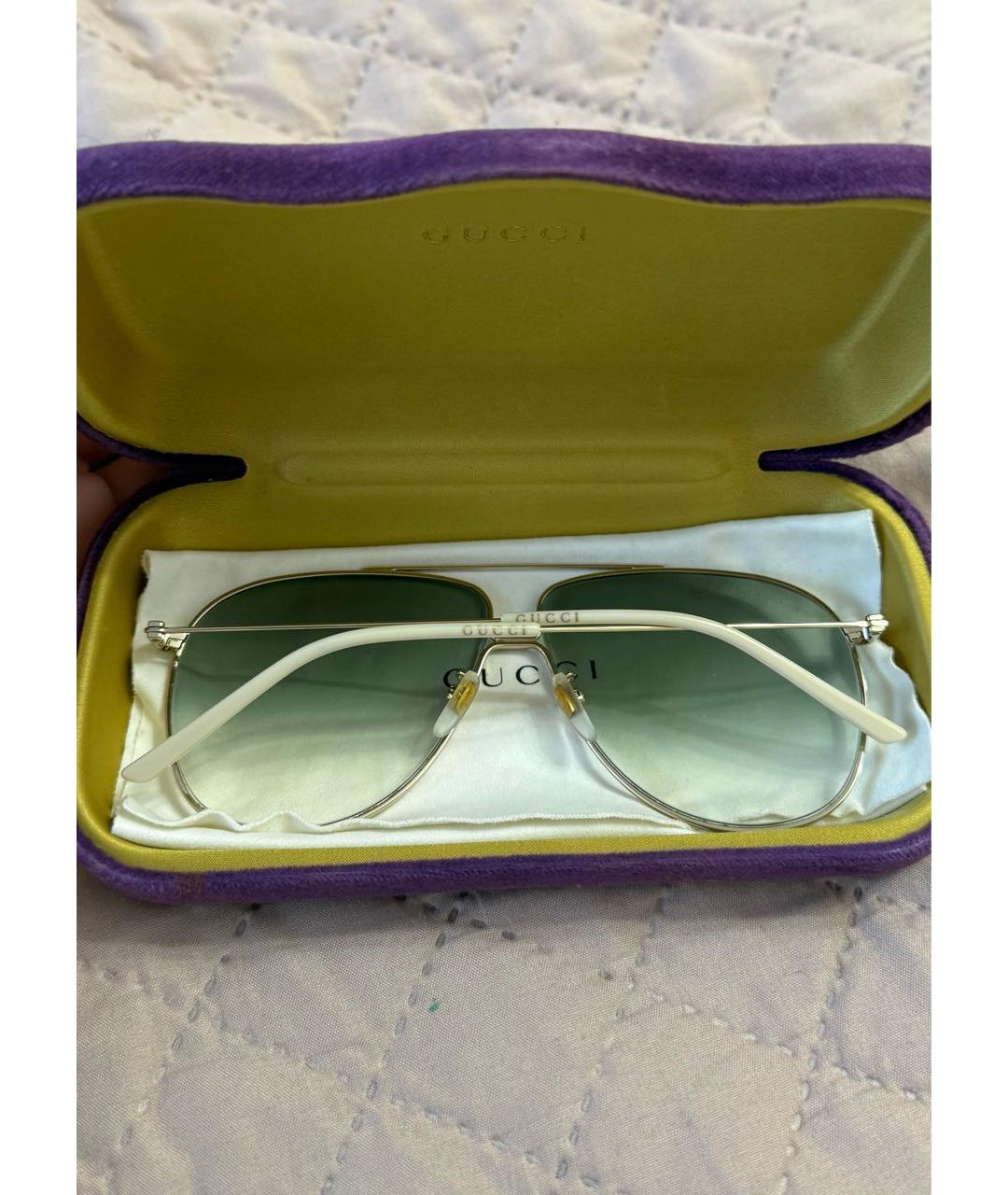 GUCCI Золотые металлические солнцезащитные очки, фото 6