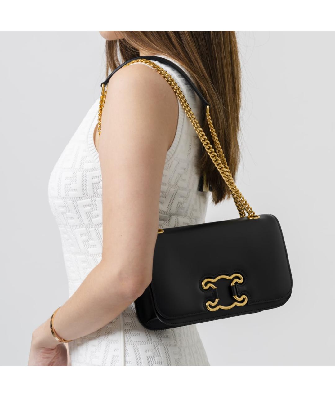 CELINE Черная кожаная сумка через плечо, фото 7