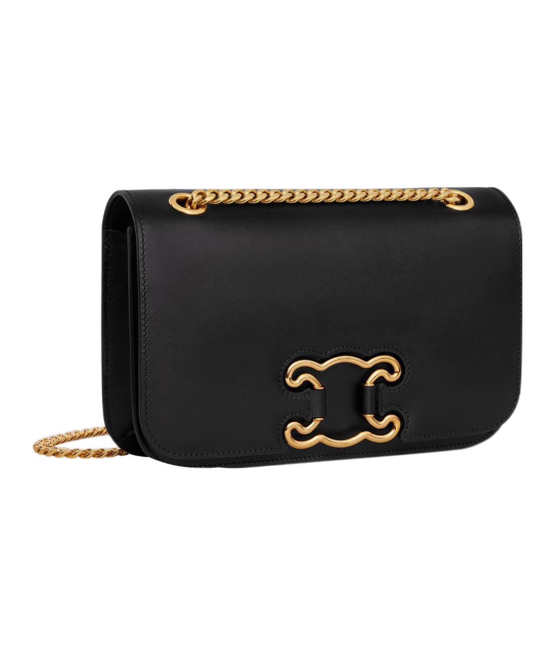 CELINE Черная кожаная сумка через плечо, фото 2