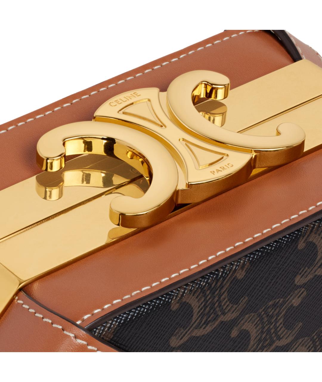 CELINE Коричневая кожаная сумка через плечо, фото 4