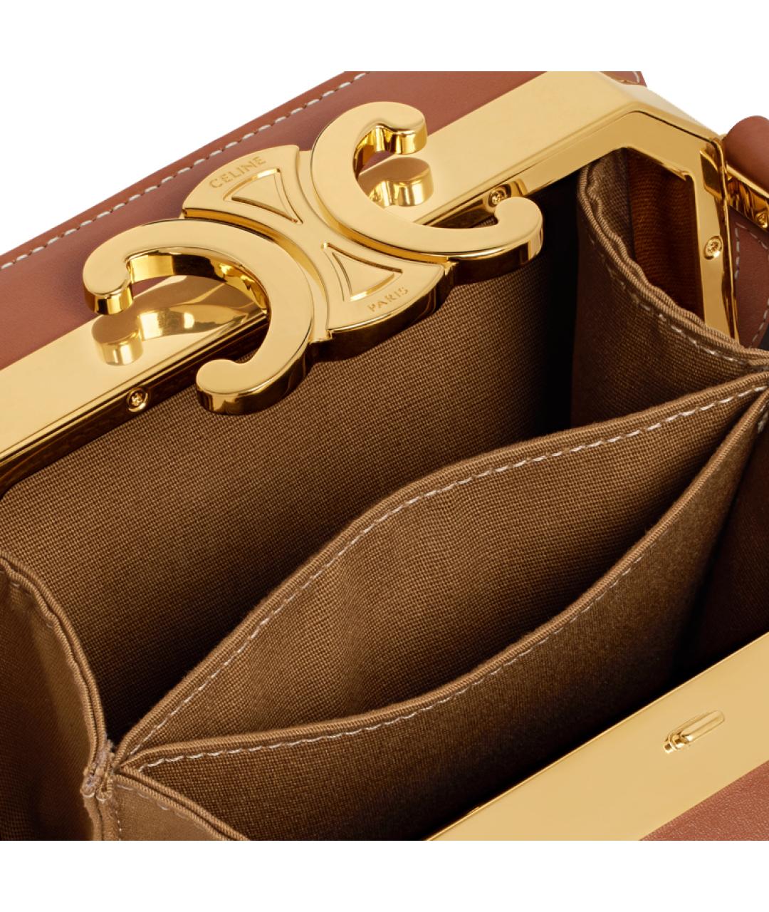 CELINE Коричневая кожаная сумка через плечо, фото 5