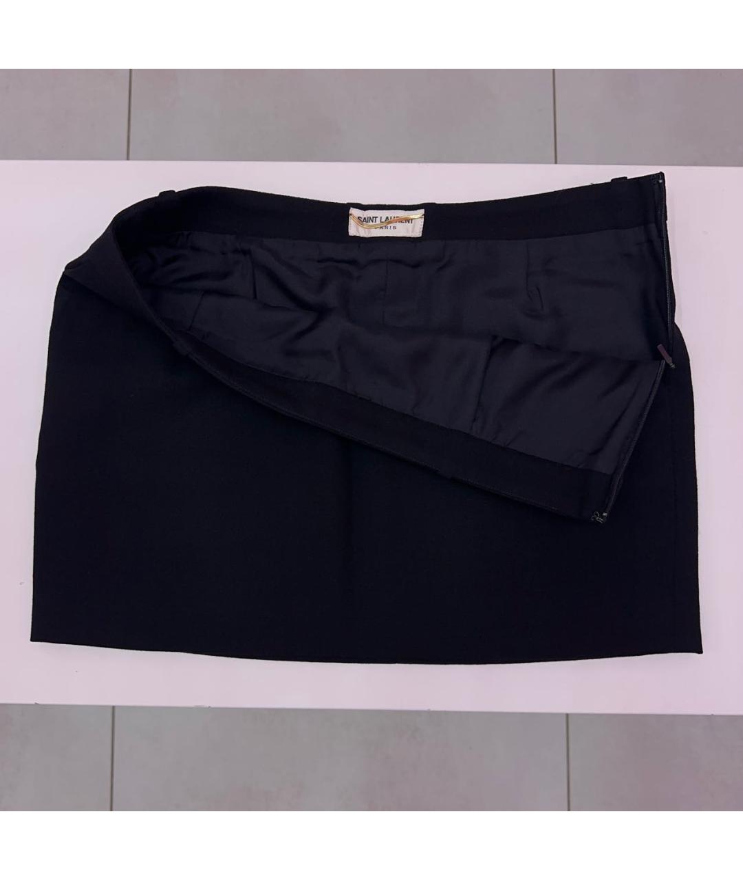YVES SAINT LAURENT BEAUTY Черная шерстяная юбка мини, фото 2