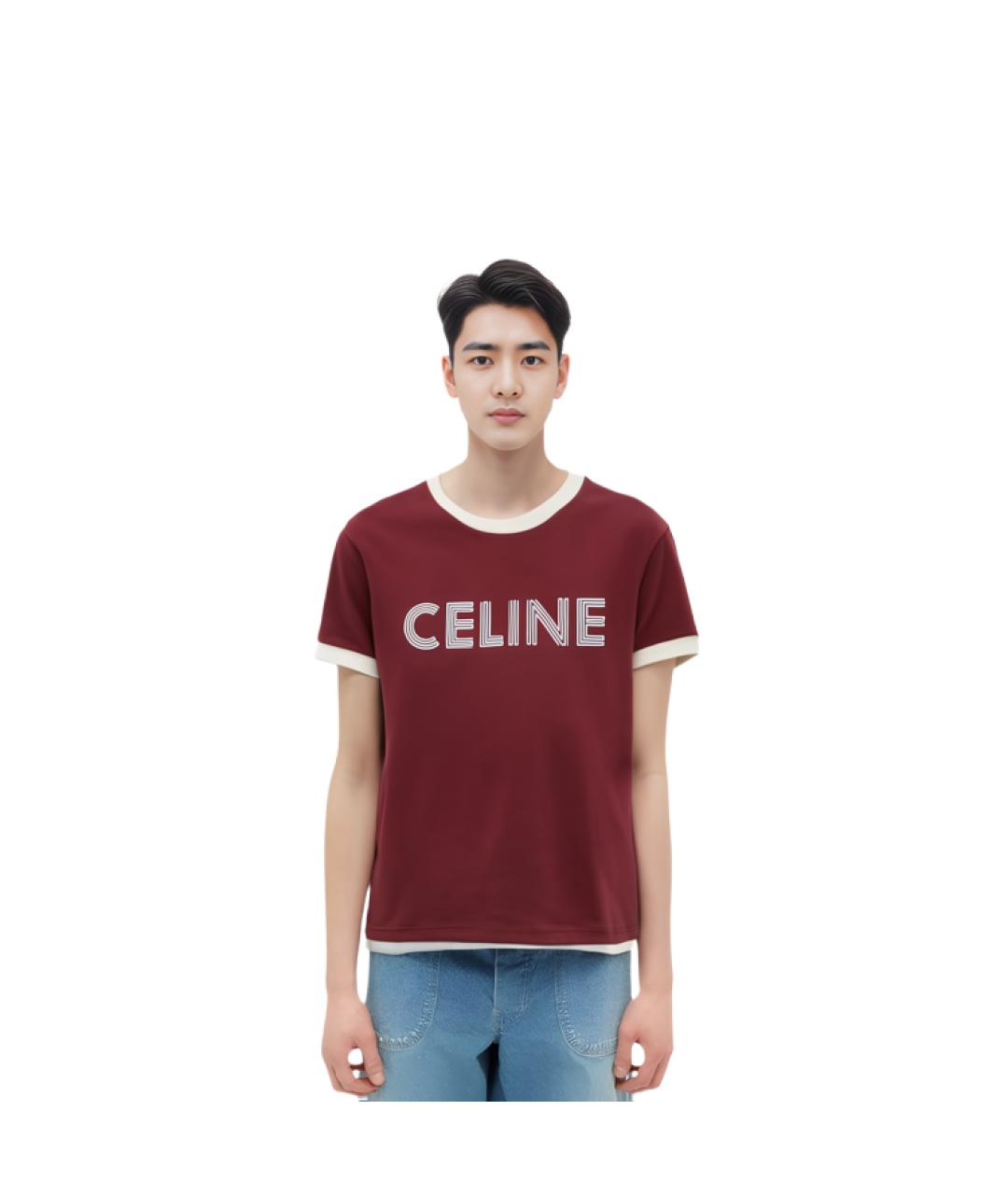 CELINE Красная хлопковая футболка, фото 4