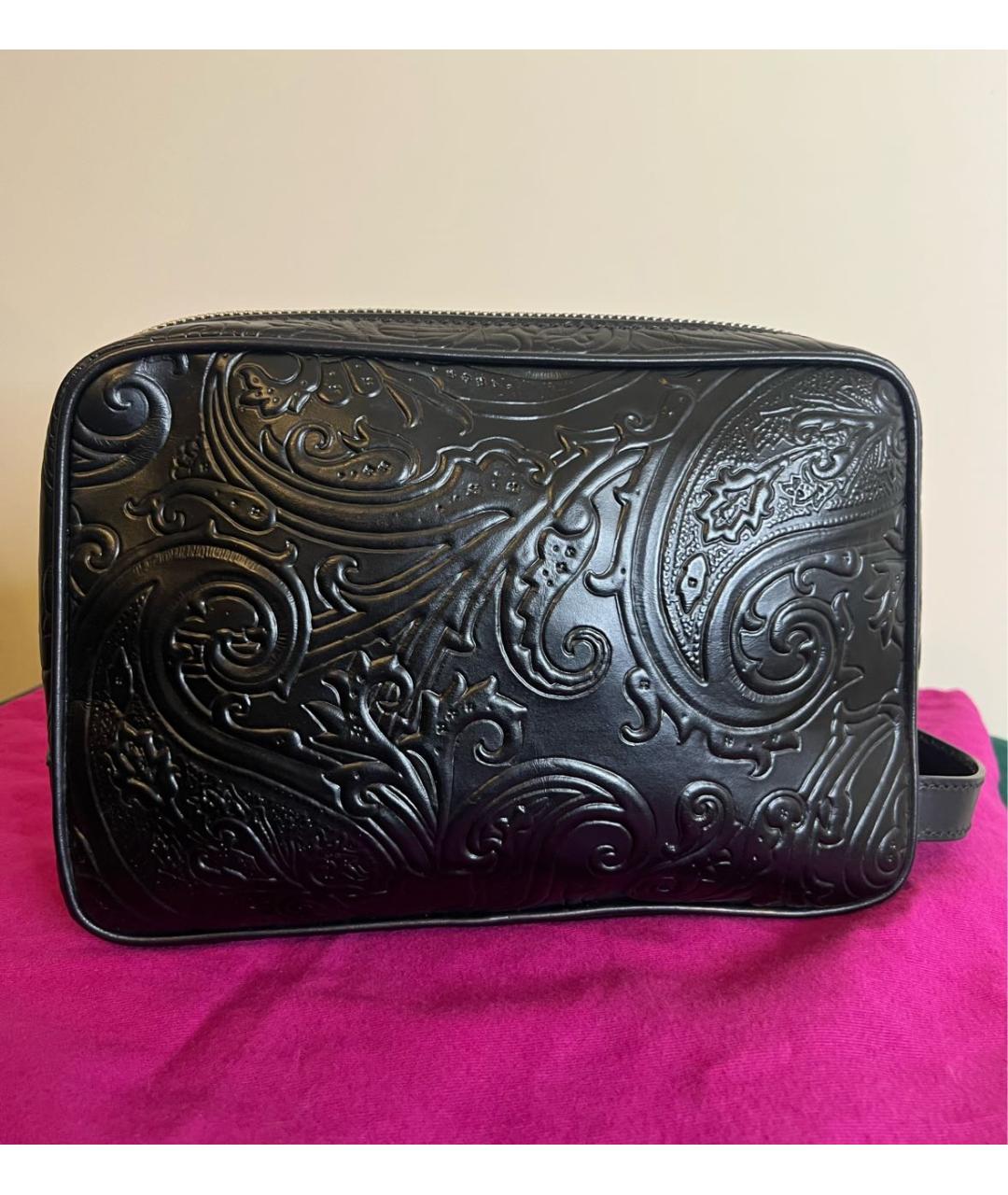 ETRO Черная кожаная барсетка, фото 3