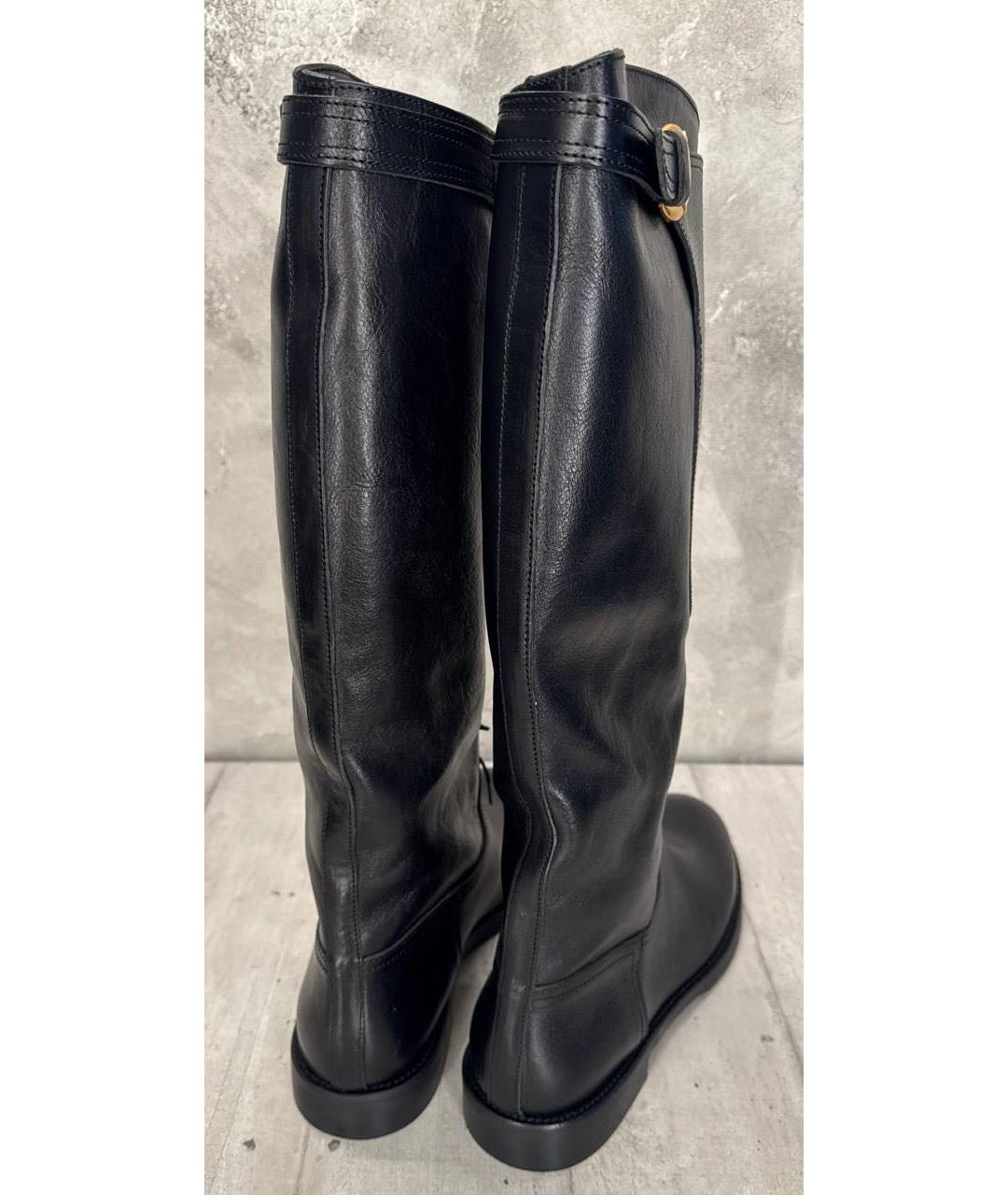 WEEKEND MAX MARA Черные кожаные сапоги, фото 3