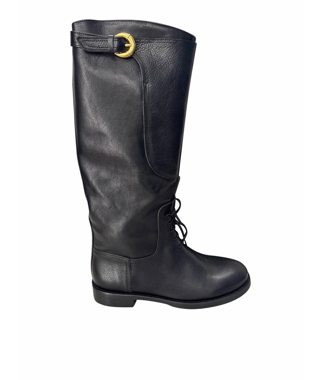 WEEKEND MAX MARA Черные кожаные сапоги, фото 1