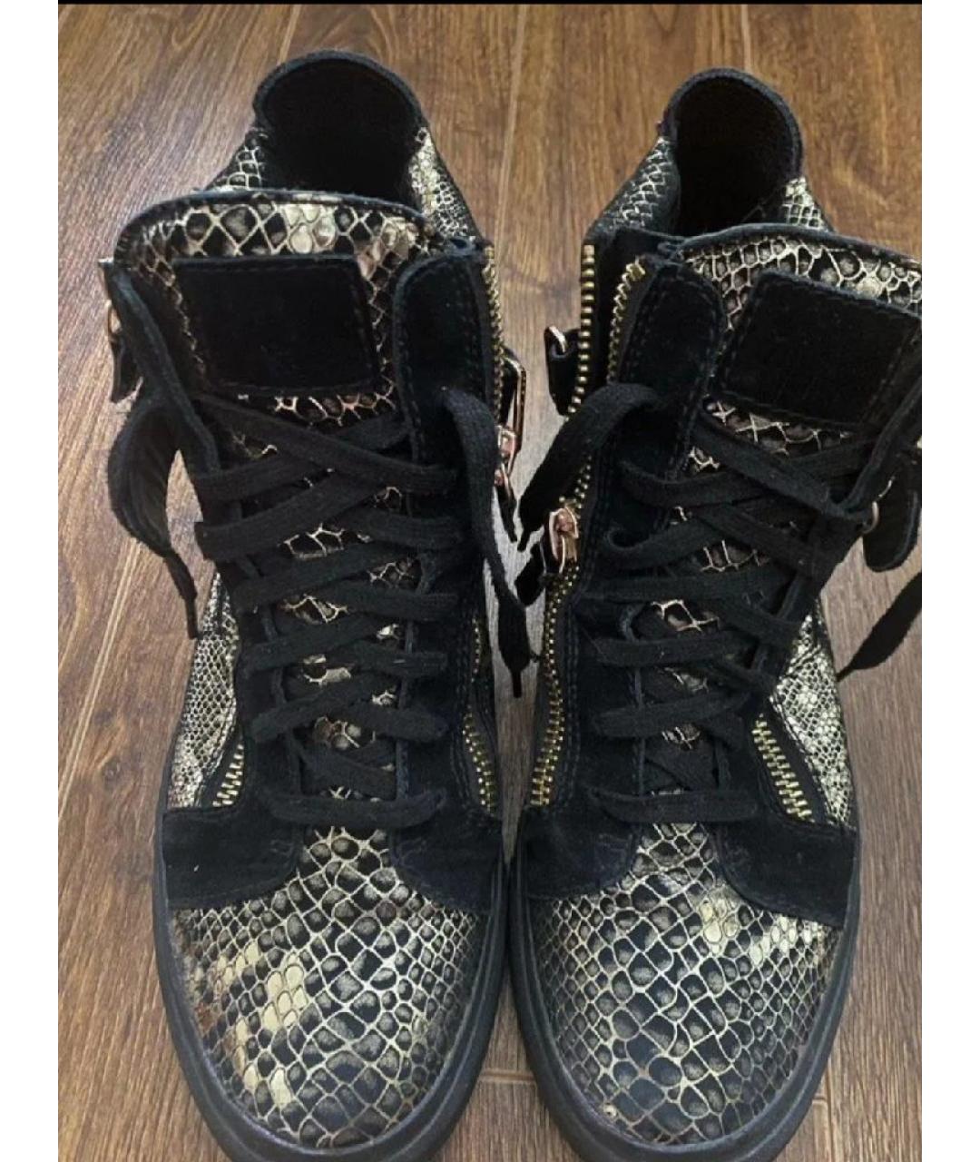 GIUSEPPE ZANOTTI DESIGN Золотые высокие кроссовки / кеды из искусственной кожи, фото 2