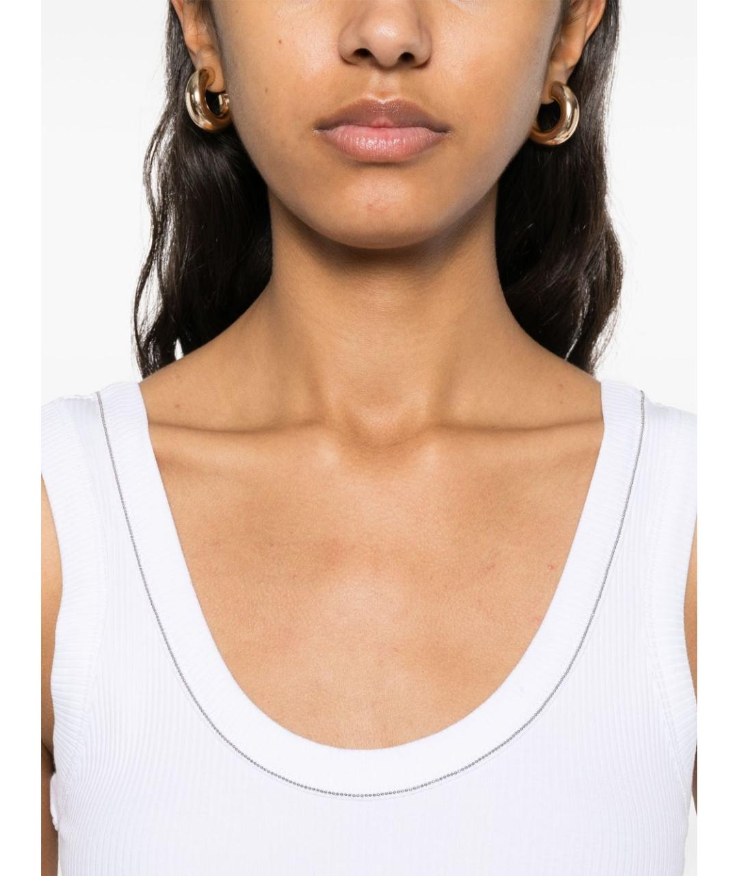 BRUNELLO CUCINELLI Белая хлопковая майка, фото 4