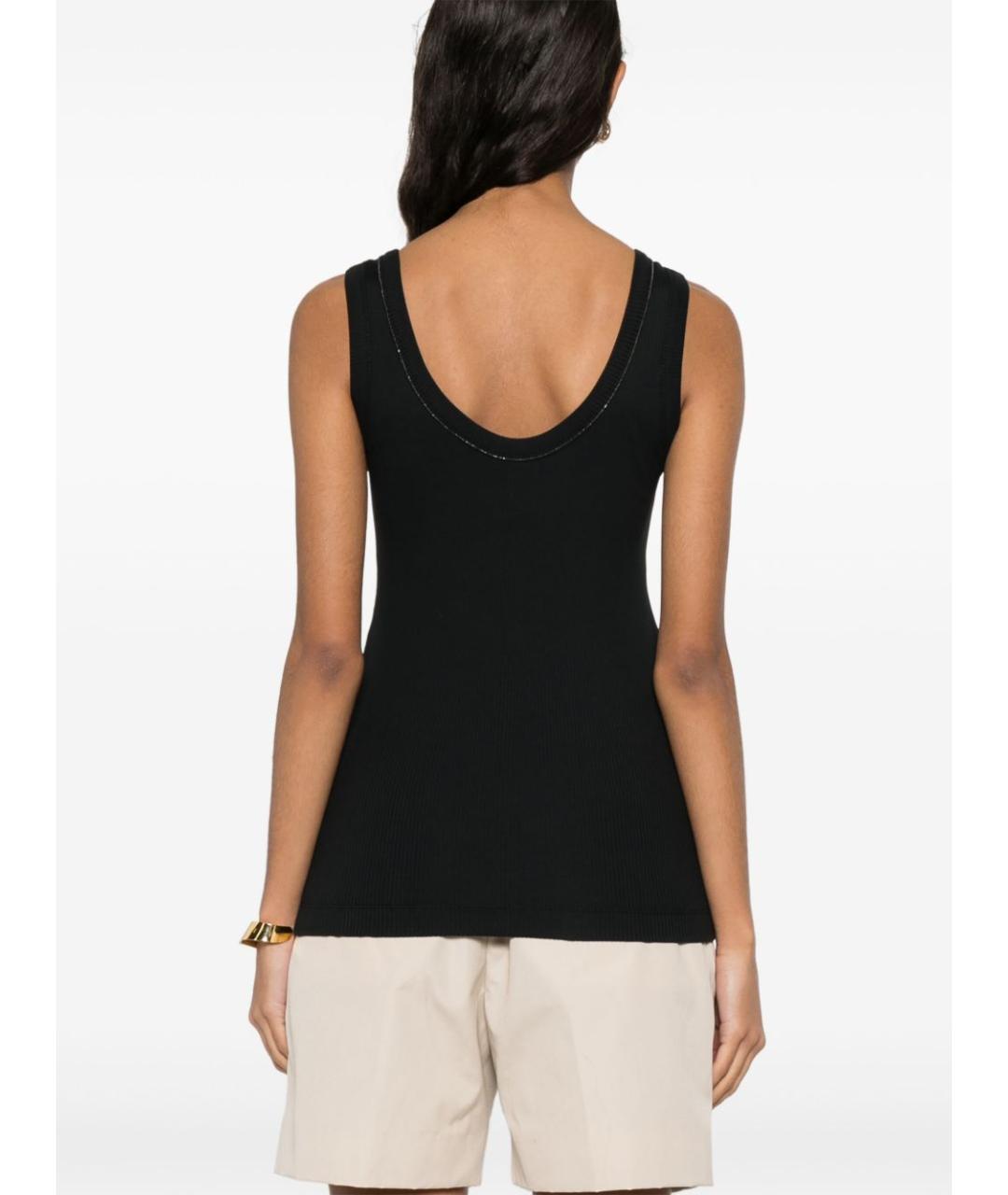 BRUNELLO CUCINELLI Черная хлопковая майка, фото 3