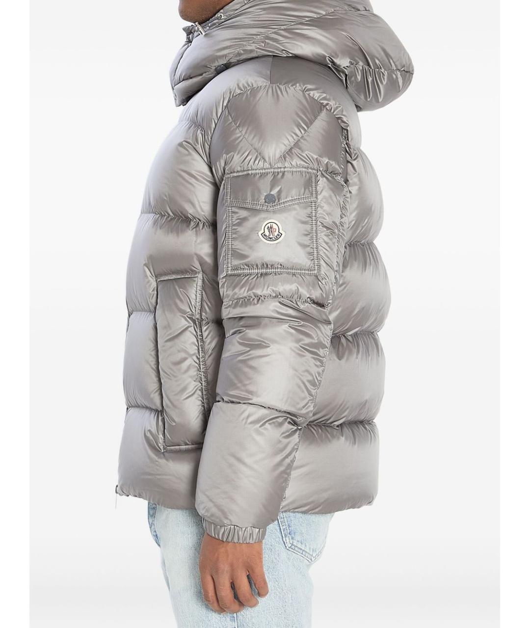 MONCLER Серый полиамидовый пуховик, фото 4