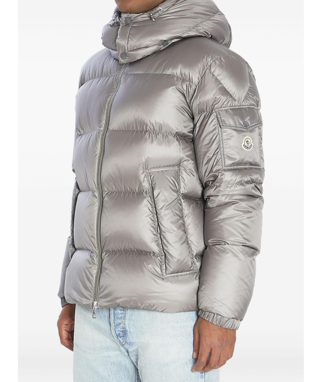 MONCLER Серый полиамидовый пуховик, фото 3