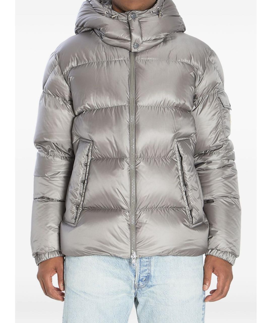 MONCLER Серый полиамидовый пуховик, фото 2