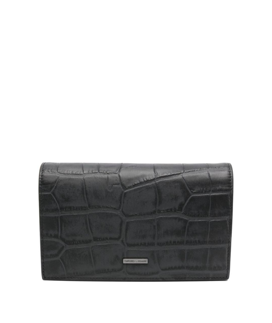 EMPORIO ARMANI Черная кожаная сумка на плечо, фото 3