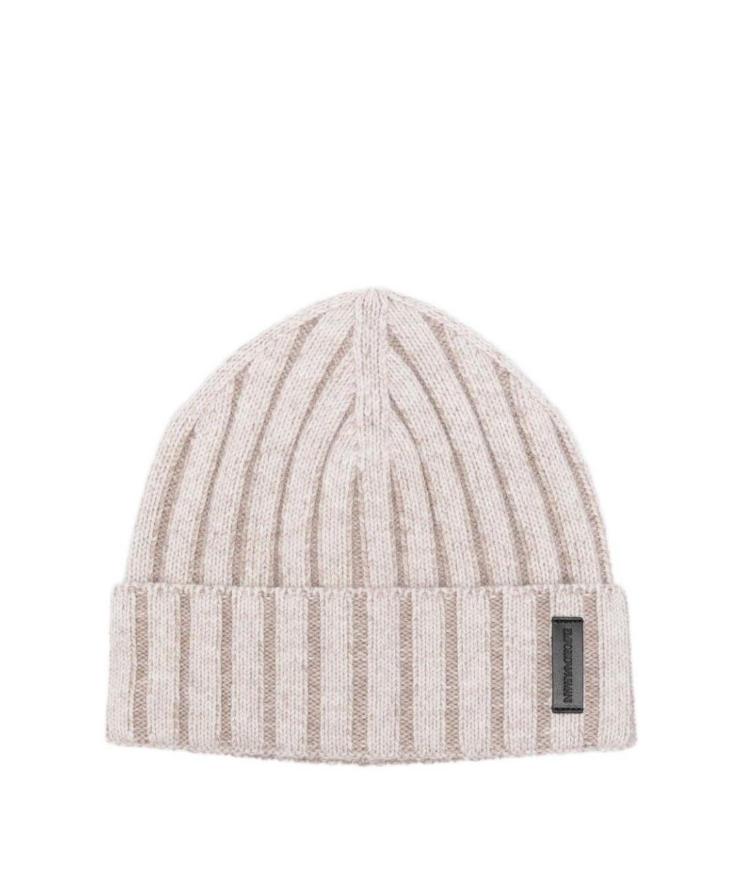 EMPORIO ARMANI Бежевая кашемировая шапка, фото 1