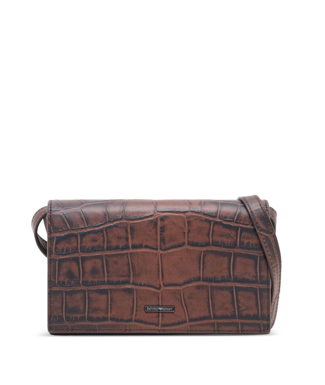 EMPORIO ARMANI Коричневая кожаная сумка на плечо, фото 1