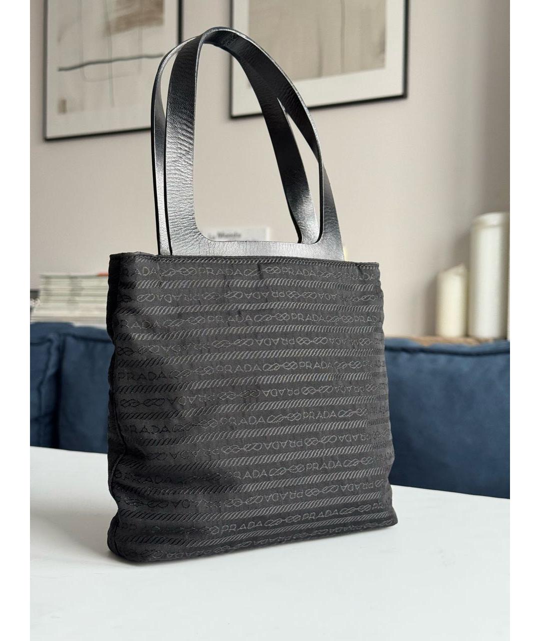 PRADA Черная тканевая сумка с короткими ручками, фото 2