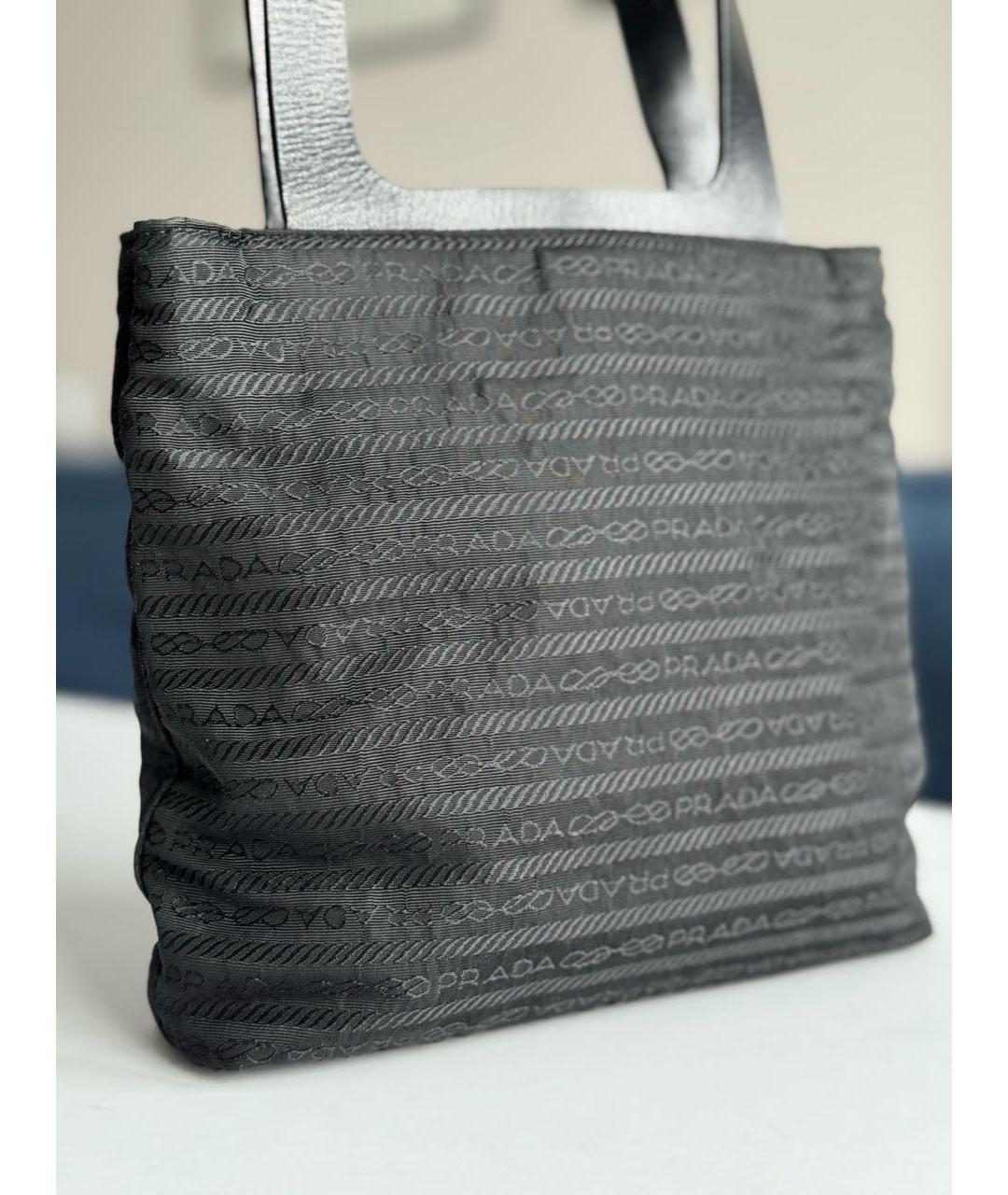 PRADA Черная тканевая сумка с короткими ручками, фото 6