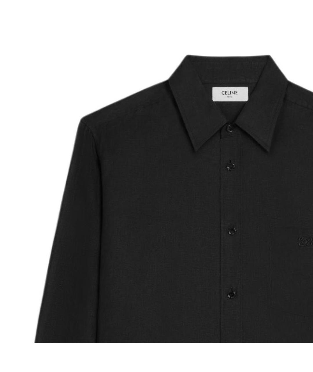 CELINE Черная льняная классическая рубашка, фото 4