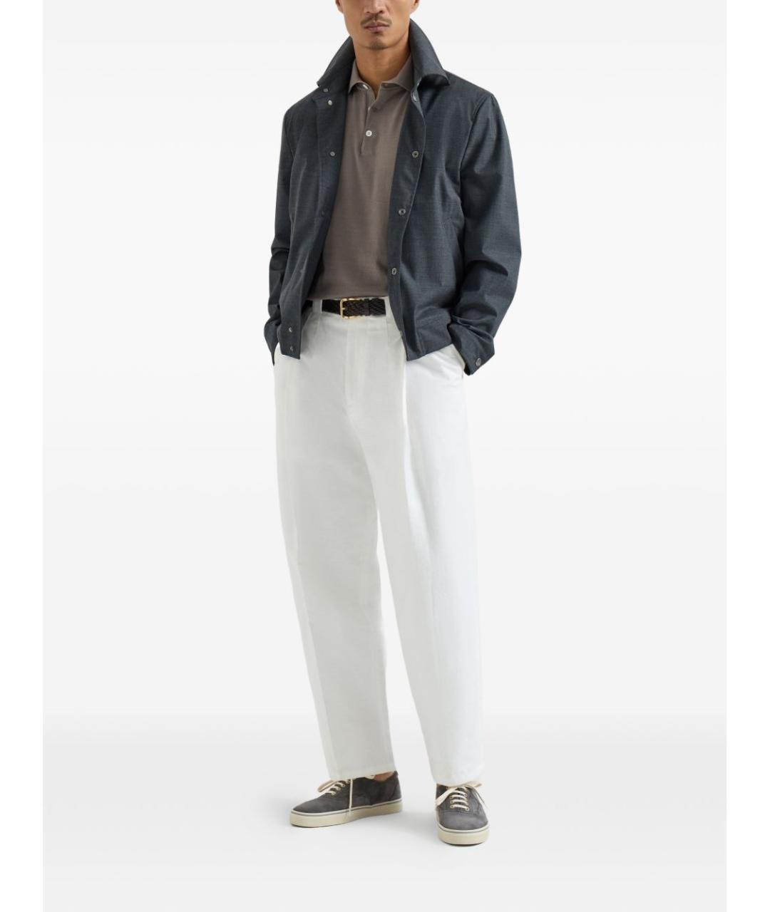 BRUNELLO CUCINELLI Коричневое хлопковое поло с коротким рукавом, фото 4