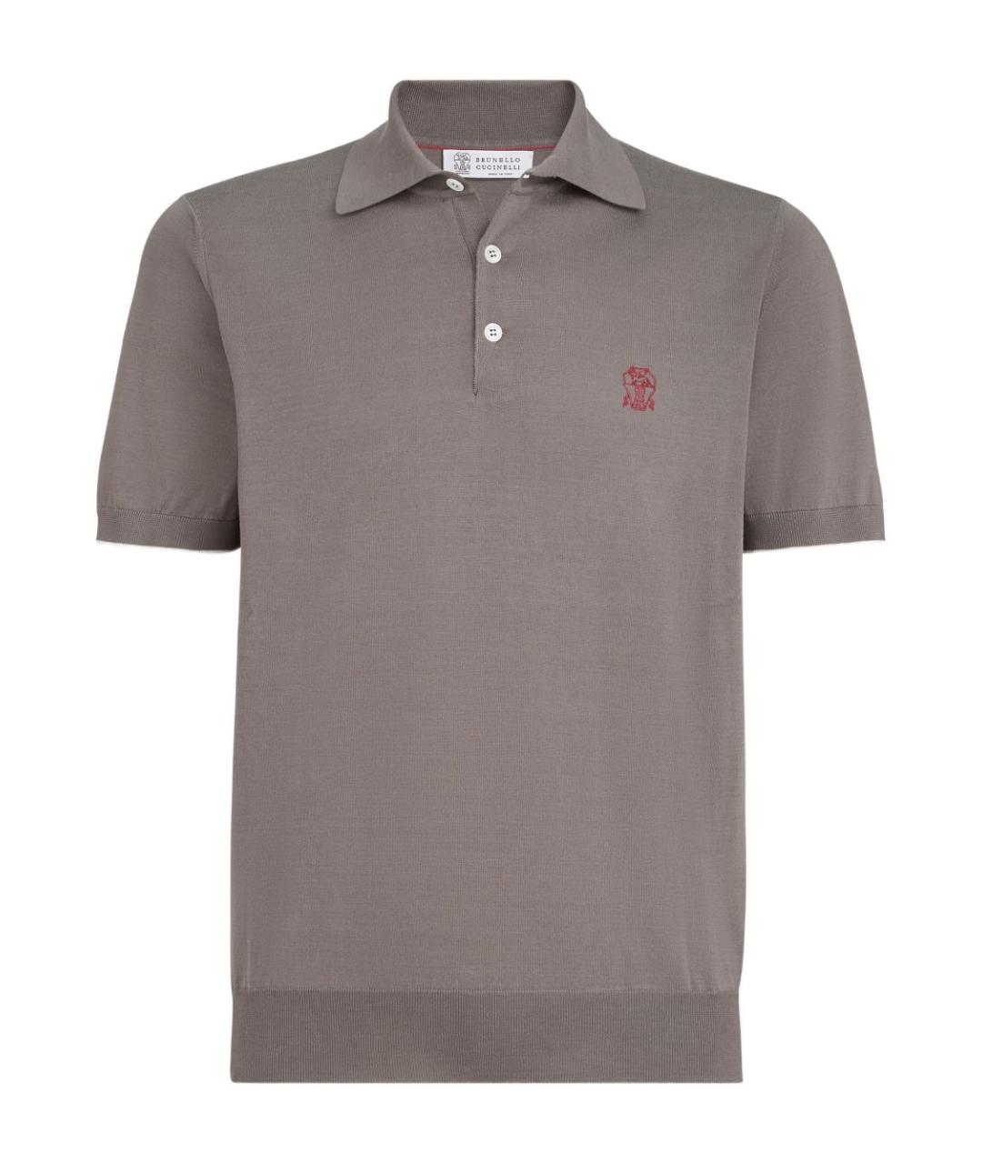 BRUNELLO CUCINELLI Коричневое хлопковое поло с коротким рукавом, фото 1