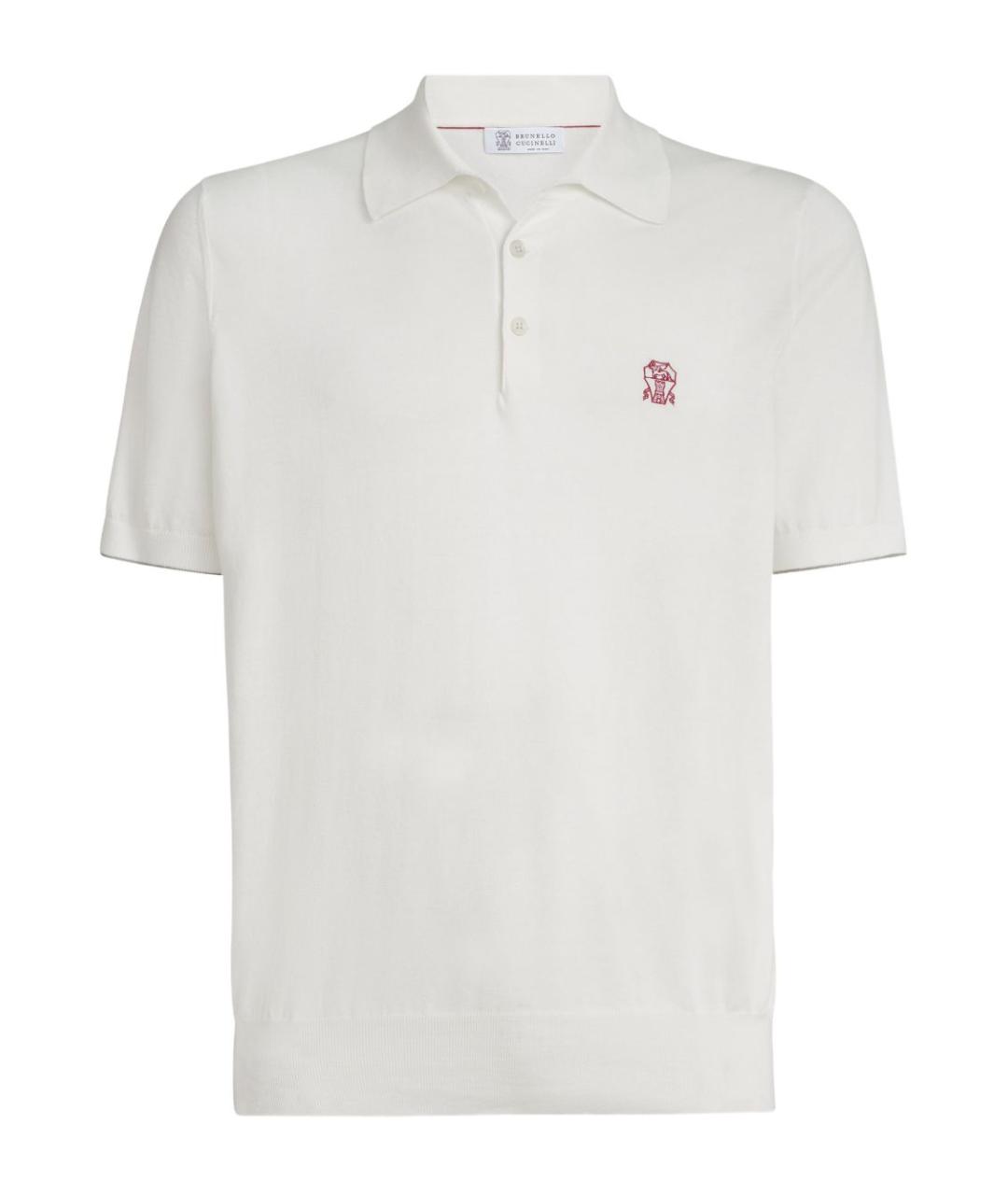 BRUNELLO CUCINELLI Белое хлопковое поло с коротким рукавом, фото 1